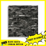 Paket Wallpaper Dinding 3D Isi 20 Lembar Motif Batu Bata Corak Oren // Sticker Dinding 3D Timbul Bri