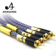 ATAUDIO Silver Plated Hifi RCA Audio Cable Dual Shielding High Quality 2RCA to 2RCA Male DVD Amplifier Interconnect RCA Cable