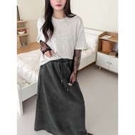 Ystrive| 8454-Lace Inner Loose Fake Two-Piece Top-2 Colors