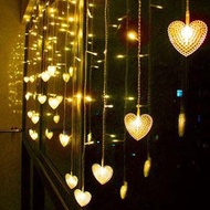 ZZOOI 3.5m 16 Hearts LED Icicle Curtain lights LED String Fairy Strip Festival Holiday Lights Christmas Wedding Decoration Light EU/US