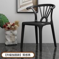 全城熱賣 - 塑膠靠背椅 餐椅加厚 椅子 化妝凳（質感黑）