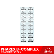 PHAREX B-Complex Vitamin B1+B6+B12 100mg/5mg/50mcg x 10 tablets (Nerve Health), health supplements, 