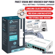 Paket Alat Usaha Wifi Sistem Voucher RT RW NET Siap Pakai - Mikrotik RB750Gr3 + Eap110 Omni Outdoor