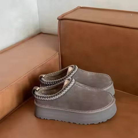 2026 New Classic Ultra Mini Platform Boots Leather Suede Wool Comfort Winter Womens Fur Slippers K98