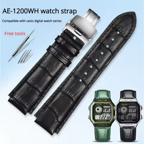 AE1200 Genuine Leather Strap For Casio G-Shock AE-1200WH/1300/1000 A159 A158W A168 F91w Men Modified