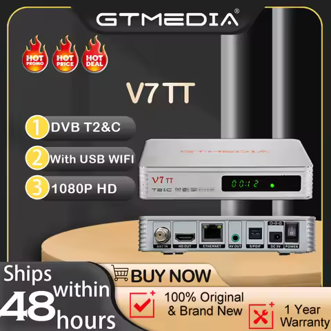 GTMEDIA V7 TT Ground Signal Receiver，1080P Full HD DVB-T/T2/DVB-C/J.83B Support multi PLP Free USB P