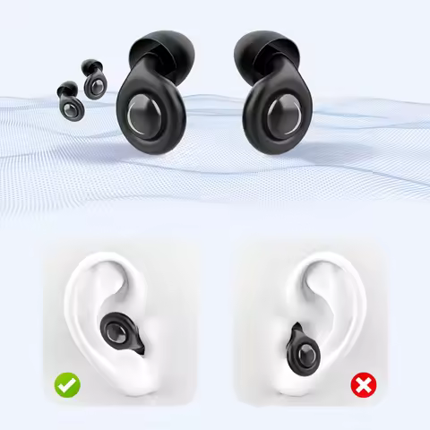 Reusable Silicone Snore Blocker Ear Plug with 10 Ear Tips in XS/S/M/L Anti-Noise Motorcycle Earplugs