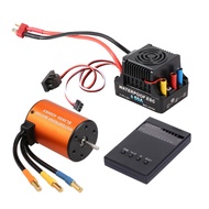 Waterproof 3650 4300KV Brushless Motor with 60A 2-4S Lipo ESC Programming Card Combo Set for 1/10 RC