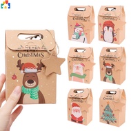 1/3Pcs Merry Christmas Candy Gift Box with Tag Snowflake Kraft Paper Cookies Gift Packing Bags Xmas New Year Party Home Decoration