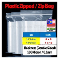 [6x9"] [7x10"] Inch Plastic Zipped Zipper Zip Bag Lock Transparent (Big Size) 100pcs Per Bag [16x24 