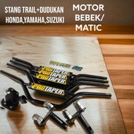 HARGA GROSIRR STANG TRAIL PROTAPER+DUDUKAN untuk motor bebek/matic honda/yamaha/suzuki.supraxsuprafi