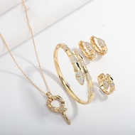 Dubai Jewelry High-End Jewelry 4-Piece Set Necklace Jewelry Snake-Shaped Zircon Jewelry Set Women