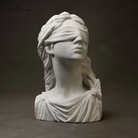 Goddess of Justice Themis Plaster Statue Desk Decoration Classical Artwork Half Body Characters Scul