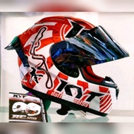 Helm Full Face Kyt Rcwhite Red Paket Ganteng
