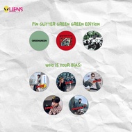 Package of 4pcs KPOP Aesthetic Glitter Pins, size 32cm - Cortis (GREEN EDITION)