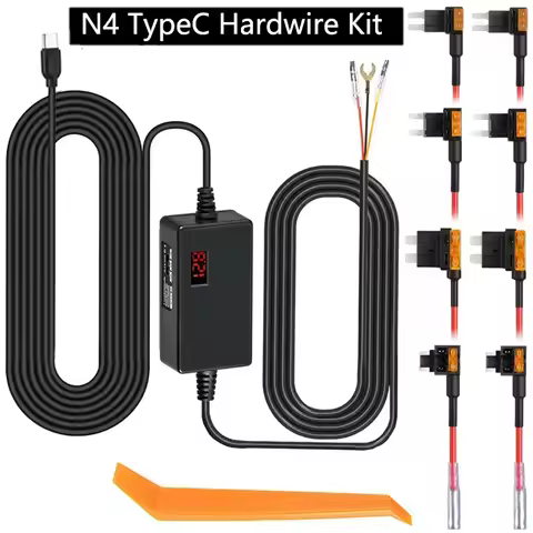 for Vantrue 11.5ft Type C USB 12V 24V to 5V Dash Cam Hardwire Kit Circuit Low Voltage Protection for