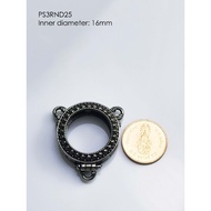 PS3RND25Whitebrass round amulet casing inner diameter 16mm 3-Ring Frame Whitebras