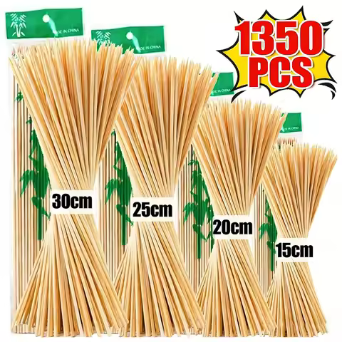 1350/90Pcs Natural BBQ Skewers Bamboo Sticks 15/20/25/30cm Disposable Fruit Sticks Kabob Sticks for 