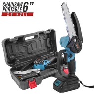 Chainsaw Gergaji Rantai Elektrik Mini 24V /48V 6 Inch Portable Genggam Lithium Charger -  6016