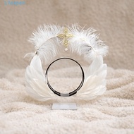 EXPEN Feather Glory Crown Headband, Double Layer Handmade Virgin Mary Queen Tiara, Hair Decor Glory 