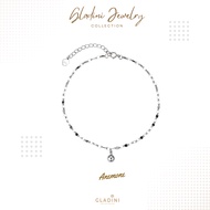 GLADINI ANEMONE 14K White Gold Plated S925 Silver Anklet