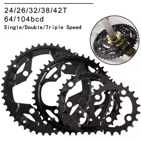 104/64BCD Mountain Bike Chainring Double/Triple MTB Chainwheel 24/26/32/38/42t Bicycle Chain Ring 2*