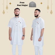 SETELAN GAMIS PUTIH PRIA / SETELAN BAJU DAN CELANA KOKO WARNA PUTIH