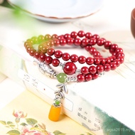 Cinnabar DIYs925 Character Silver Bracelet Synthetic Silver Jewelry Cinnabar Ethnic Style Handmade B