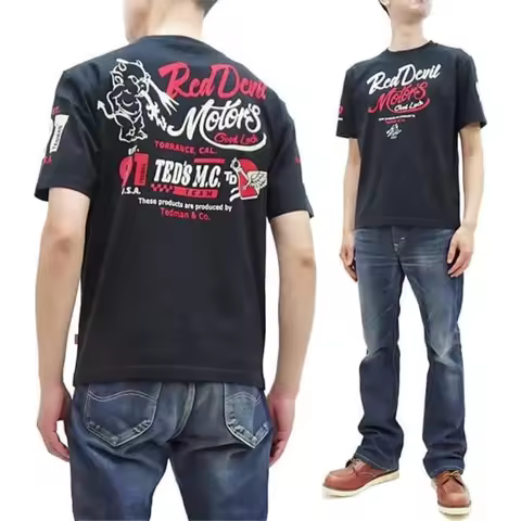 2025 Men's Pure Cotton TEDMAN T-shirt TEDMAN Lucky Devil Motorcycle Men's and Women's Short-sleeved 