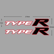 1 คู่ TYPE R โลโก้ตัวอักษรภาษาอังกฤษ สติกเตอร์ตกแต่งรถ Vinyl สะท้อนแสง สำหรับ Honda Civic FK8 FL5 EP