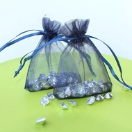 9 cm x 12 cm. 10-pc Organza Bag Portrait (Navy) 12x9 / 9x12 cm