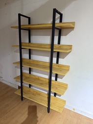 🖤黑色金屬支架啡色木層板高身層架櫃💛 black metal stand tall wooden shelves bookshelf wood rack brown cabinet shelf
