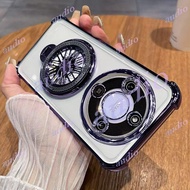 Honor X9d 5G Four Corner Plating Transparent Phone Case With Windmill Bracket For HONOR X9d X9D Hono