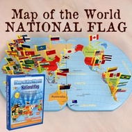 BYJ Wooden Map of the World National Flags Educational Montessori Toy