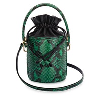 [SUVIMOL]  Toffee (Regular) - Glossy Green PYTHON กระเป๋าถือทรงกระบอกหนังงูสีเขียวเงา