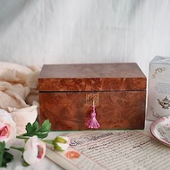 英國古董木瘤紋茶葉盒