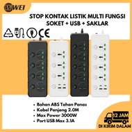 Ideame 3-Way Electrical Socket Plug Long Plug B05 3 SOCKETS + 2 USB + 2 TYPE C + 4 SWITCH Power Stri