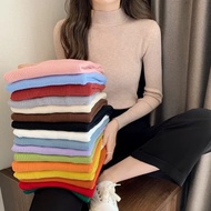 Women High Neck Knitted Top | Slim Fit Long Sleeve Inner Blouse | Korean Style Stretchable Baju Pere