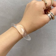 YONIT Retro Gifts For Her Imitate Jade Transparent Vintage Women Bangles Wrist Jewelry Fashion Bracelet Open Bangles