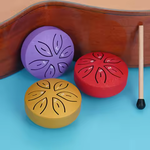 Musical Instrument 3 Inches 6 Tones Steel Tongue Drum Outdoors Rain Drum Mini Hand Drum Ethereal Dru