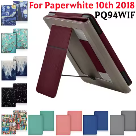 PU Leather with HandStrap Belt Case for Kindle Paperwhite 10th Generation Case 6 Inch 2018 PQ94WIF E