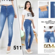 HW High waist jeans 1 buttonPOLOS Jeans/ Wanita Skinny stretch jeans /Skinny jeans MVL-511
