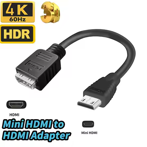 4K Mini HDMI to HDMI 2.0 Cable Adapter 4K 60Hz HDMI to Mini HDMI Adapter Converter Cable Mini HDMI t
