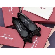 New Salvatore Ferragamo Vara Series - Thick Heel High Heels with Pointed Toe, Candy-Colored Ballet F