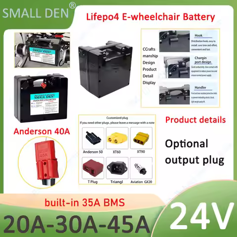 New 24V 20Ah 30Ah 45Ah 32140 Lifepo4 Electric wheelchair dedicated lithium battery For 25.6V univers