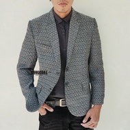 gorgoraz jas pria keren abu bintik tweed slimfit casual formal blazer