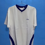 Ellesse Men's White V-Neck Short Sleeve T-Shirt with Detail biru