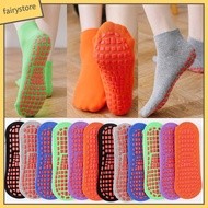 Fairystore| Non-slip Trampoline Socks Dotted Floor Socks High Elasticity Anti-skid Trampoline Socks with Silicone Grip Bottom for Yoga Home Workout Sweat Absorbing Adult Floor Sock