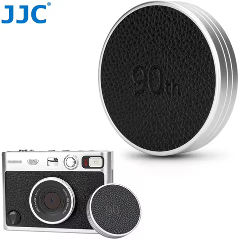 JJC Retro Leather Lens Cap For Fujifilm Instax Mini EVO Camera Lens Cover Anti-Scratches Aluminum Mi