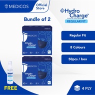 MEDICOS Regular Fit 175 Hydro Charge 4 Ply Surgical Face Mask Size M/L (2 Boxes)